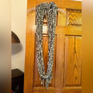 chic Neutral Multitone Knit Infinity Scarf - Gray, Cream, Brown